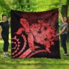 FamilyGater Quilt - Hawaiian - Hawaii Turtle Hibiscus Polynesian Vintage Premium Quilts - Red - AH - J4C