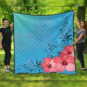 FamilyGater Quilt - Hawaiian Hibiscus Flower Red Premium Quilts - AH - AH - JRC