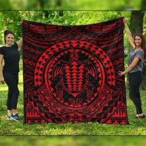 FamilyGater Quilt - Hawaiian Kakau Honu Arc Polynesian Red Premium Quilts - AH - JGR