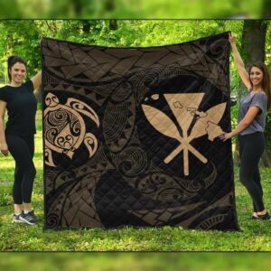 FamilyGater Quilt - Hawaiian Kanaka Turtle Polynesian Premium Quilts Gold AH - J7C
