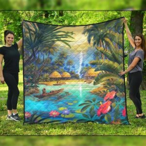 FamilyGater Quilt - Hawaiian Living In Aboriginal Village Premium Quilts - AH - K5