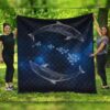 FamilyGater Quilt - Hawaiian Map Galaxy Zodiac Dolphin White Polynesian Premium Quilts - AH - J4C