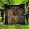 FamilyGater Quilt - Hawaiian Map Heart Hula Girl Hibiscus Gold Polynesian Premium Quilts - AH - J4C