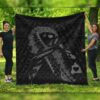 FamilyGater Quilt - Hawaiian Map Heart Ribbon Cancer Hibiscus Gray Polynesian Premium Quilts - AH - J4C