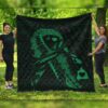 FamilyGater Quilt - Hawaiian Map Heart Ribbon Cancer Hibiscus Green Polynesian Premium Quilts - AH - J4C