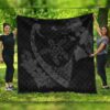 FamilyGater Quilt - Hawaiian Map Hibiscus Turtle Fish Hook Polynesian Premium Quilts Grey - AH - J5C