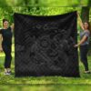 FamilyGater Quilt - Hawaiian Map Turtle Tattoo Hibiscus Plumeria Polynesian Premium Quilts - Gray - AH - J4C