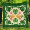 FamilyGater Quilt - Hawaiian Pineapple Hibiscus Pattern Premium Quilt - Burgundy - Argu Style - AH - J2