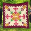 FamilyGater Quilt - Hawaiian Pineapple Pattern Premium Quilt - Burgundy - Argu Style - AH - J2