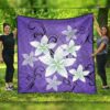 FamilyGater Quilt - Hawaiian Plumeria Polynesian Premium Quilts - Purple - AH - J4C