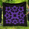 FamilyGater Quilt - Hawaiian Premium Quilt Royal Pattern - Black And Purple - A1 Style - AH - J2