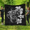 FamilyGater Quilt - Hibiscus Plumeria Mix Polynesian Turtle Premium Quilts Gray - AH - JRC