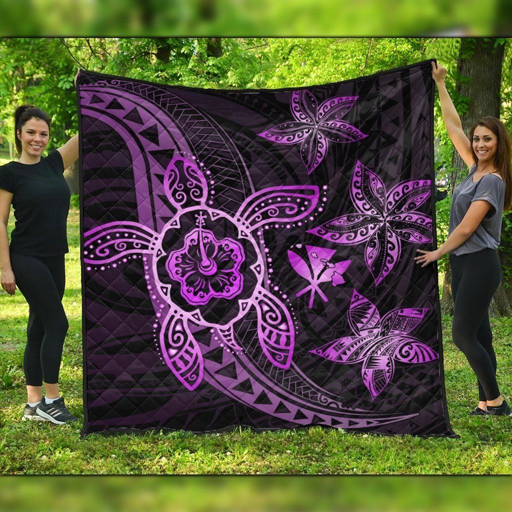 FamilyGater Quilt - Kanaka Map Hibiscus Plumeria Turtle Art Pink Polynesian Premium Quilts - AH - JRC FamilyGater Quilt - Kanaka Map Hibiscus Plumeria Turtle Art Pink Polynesian Premium Quilts - AH - JRC