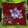FamilyGater Quilt - Plumeria Violet Polynesia Red Premium Quilt - AH J9