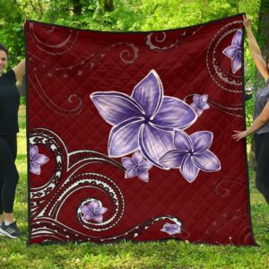FamilyGater Quilt - Plumeria Violet Polynesia Red Premium Quilt - AH J9