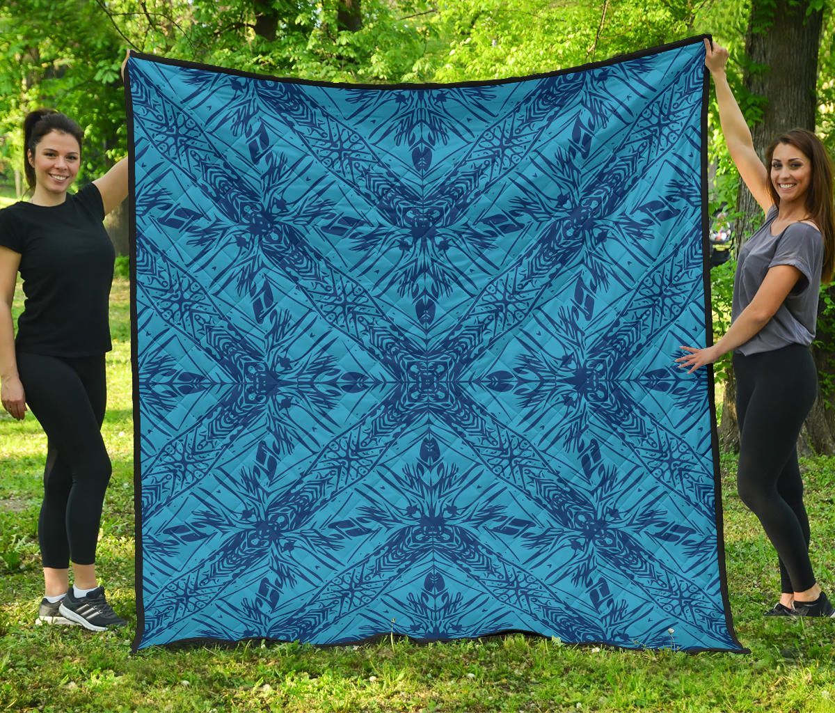 FamilyGater Quilt - Polynesian Premium Quilt Blue - AH - J1 FamilyGater Quilt - Polynesian Premium Quilt Blue - AH - J1
