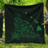 FamilyGater Quilt - Rays Hawaii Map Polynesian Premium Quilt - Green - AH - J4