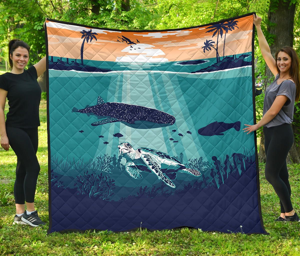 FamilyGater Quilt - Sea Sunset Premium Quilt - AH J9 FamilyGater Quilt - Sea Sunset Premium Quilt - AH J9