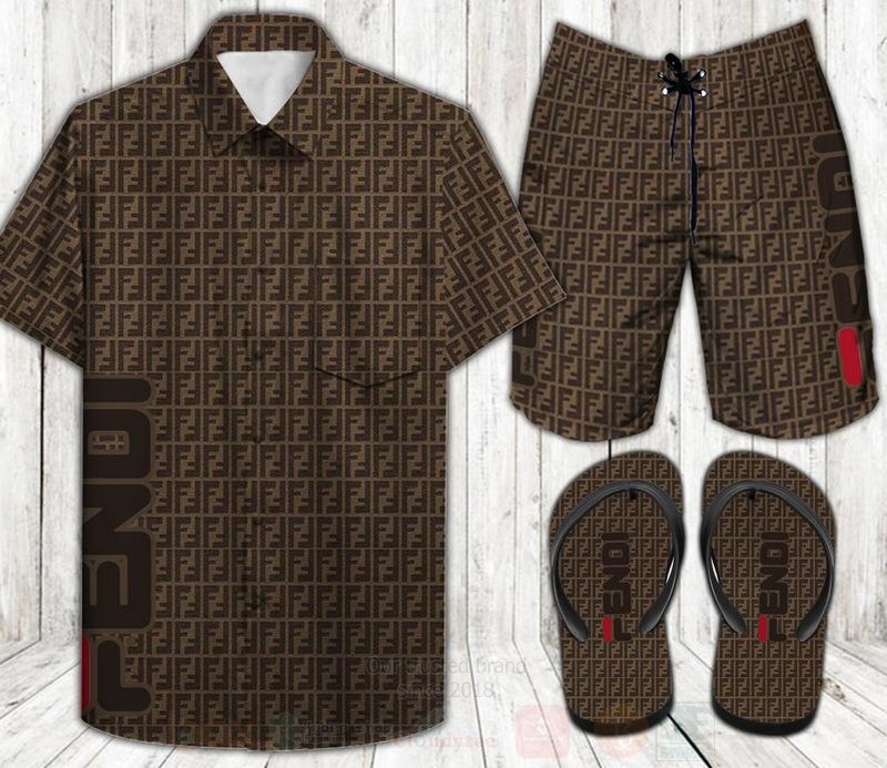 Fendi Brown Hawaiian Shirt Fendi Brown Hawaiian Shirt