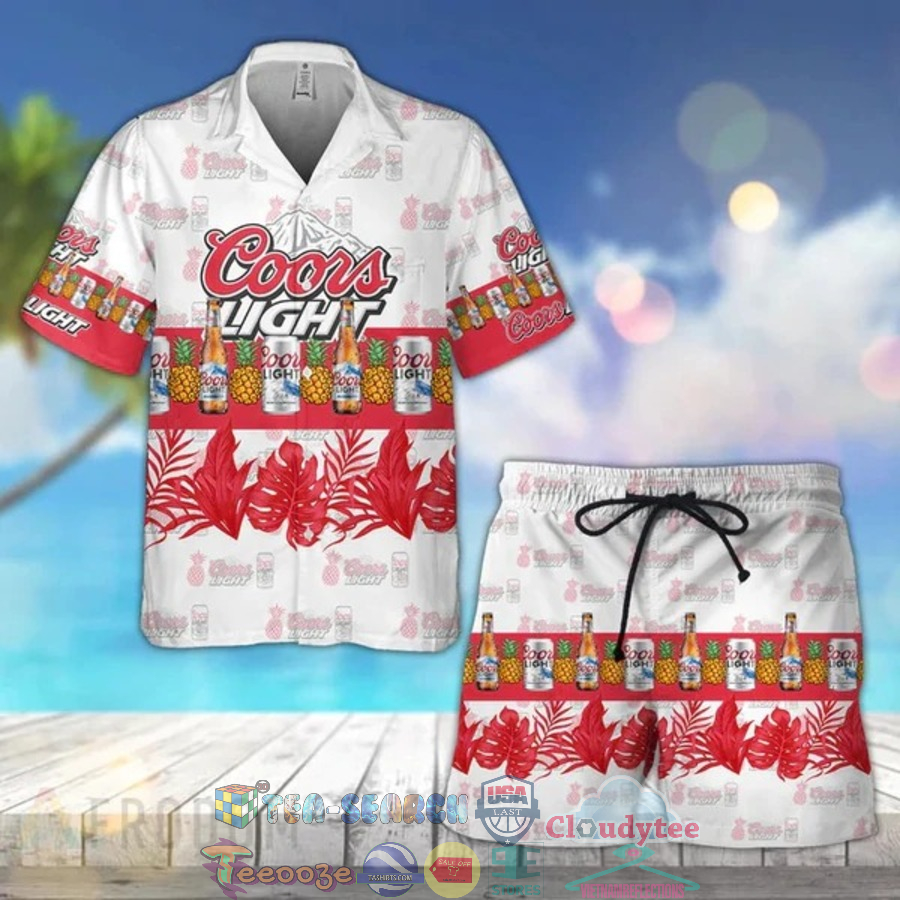 Coors Light Beer Tropical Pineapple Hawaiian Shirt Beach Shorts Coors Light Beer Tropical Pineapple Hawaiian Shirt Beach Shorts