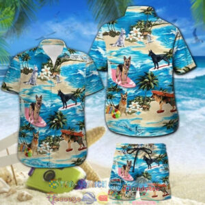 German Shepherd Surfing Hawaiian Shirt And Shorts