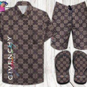 Givenchy Multicolor Full Print Hawaiian Shirt Beach Shorts And Flip Flops