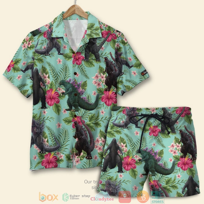 Godzilla Tropical Floral Pattern Summer Hawaiian Shirt Godzilla Tropical Floral Pattern Summer Hawaiian Shirt