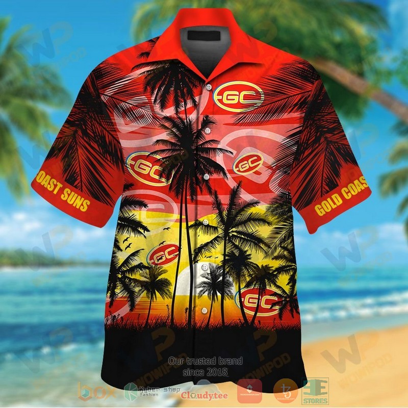 Gold Coast Suns Hawaiian Shirt And Shorts Gold Coast Suns Hawaiian Shirt And Shorts