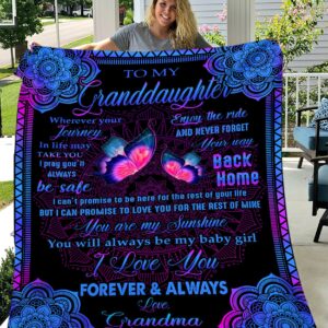 Granddaughter Quilt To My Granddaughter Whenever Your Journey Grandma Black Premium Quilt Blanket Size Throw
