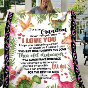 Grandson Quilt To My Grandson Never Forget That I Love You Grandma Dinosaur Premium Quilt Blanket Size Throw