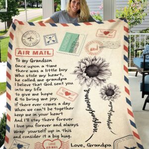 Grandson Quilt To My Grandson Once Upon A Time Grandpa Letter Premium Quilt Blanket Size Throw