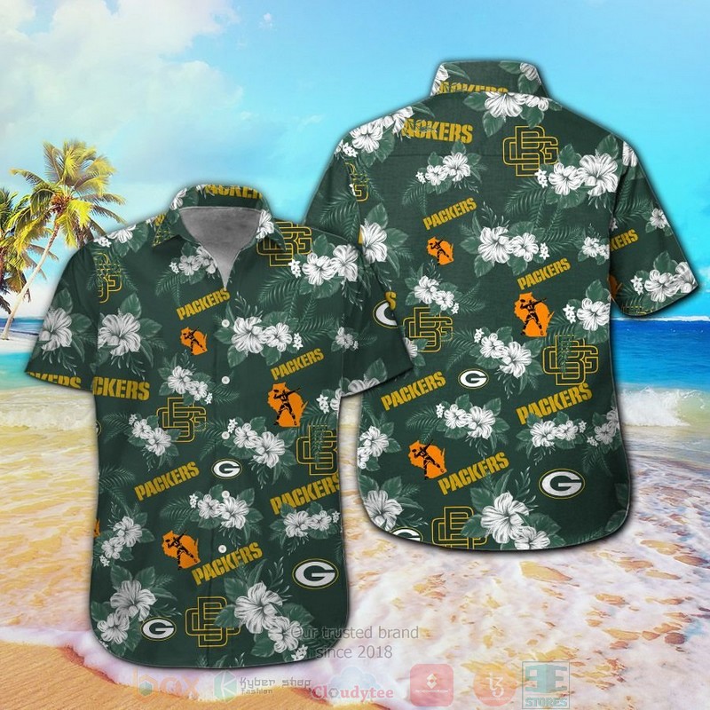 Green Bay Packers Hibiscus Hawaiian Shirt And Shorts Green Bay Packers Hibiscus Hawaiian Shirt And Shorts