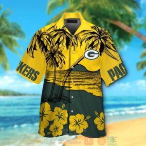 Green Bay Packers Hibiscus Yellow Hawaiian Shirt And Shorts