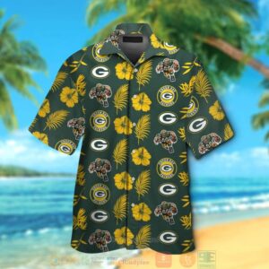 Green Bay Packers Logo Hibiscus Yellow Green Hawaii Shirt
