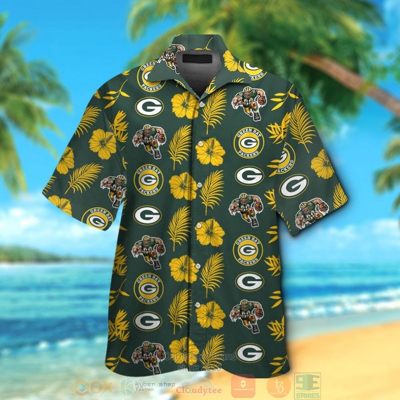 Green Bay Packers Logo Hibiscus Yellow Green Hawaii Shirt Green Bay Packers Logo Hibiscus Yellow Green Hawaii Shirt