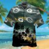 Green Bay Packers Palm Tree Green Black Hawaiian Shirt And Shorts