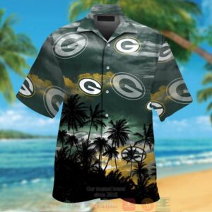 Green Bay Packers Palm Tree Green Black Hawaiian Shirt And Shorts