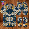 Gucci Floral Blue Full Print Hawaiian Shirt Beach Shorts And Flip Flops
