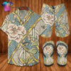 Gucci Flower Vintage Full Print Hawaiian Shirt Beach Shorts And Flip Flops