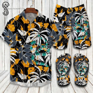 Gucci Forest Version All Over Print Hawaiian Shirt Beach Shorts And Flip Flops