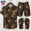Gucci Lion Logo Full Print Hawaiian Shirt Beach Shorts And Flip Flops