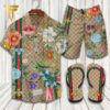 Gucci Logo Floral Version Hawaiian Shirt Beach Shorts And Flip Flops