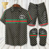 Gucci Monogram Classic Hawaiian Shirt Beach Shorts And Flip Flops
