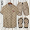 Gucci Snake Symbol All Over Print Hawaiian Shirt Beach Shorts And Flip Flops