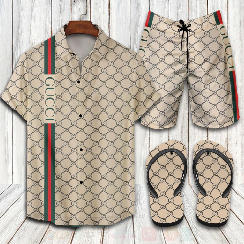 Gucci Pale Brown Hawaiian Shirt Gucci Pale Brown Hawaiian Shirt