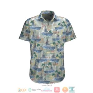 Hmas Hobart Ddg 39 Royal Australian Navy Palm Tree Blue Hawaiian Shirt