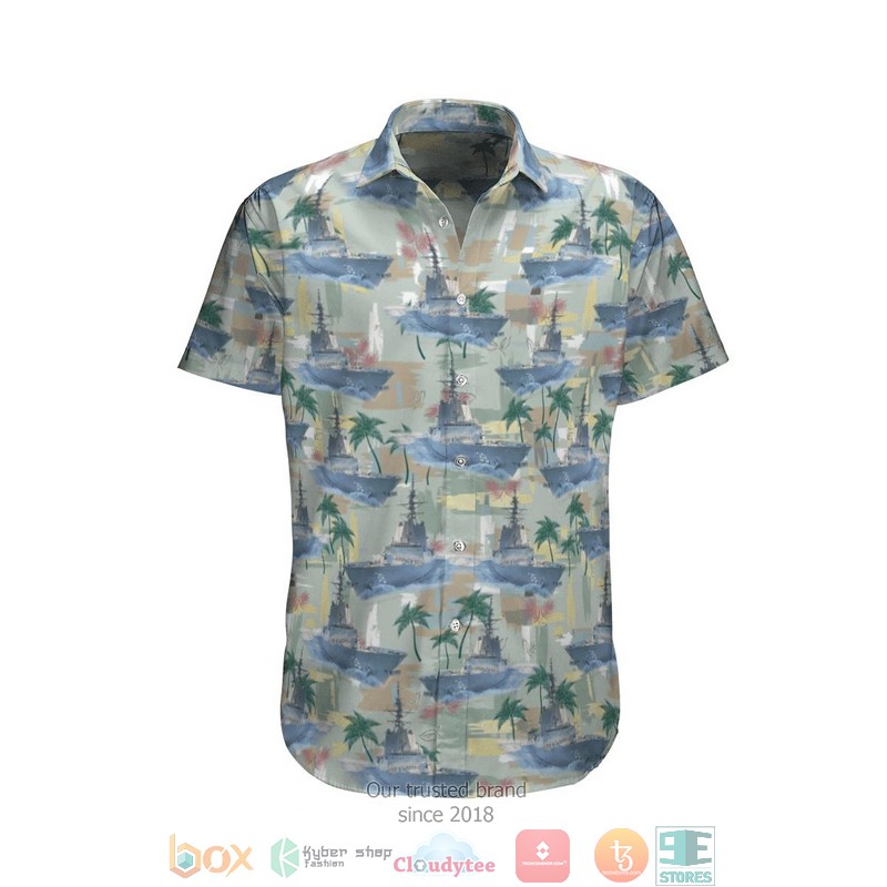 Hmas Hobart Ddg 39 Royal Australian Navy Palm Tree Blue Hawaiian Shirt Hmas Hobart Ddg 39 Royal Australian Navy Palm Tree Blue Hawaiian Shirt