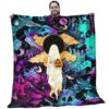 Halloween Quilt - White Shadow Pumpkin With Colorful School Background Quilt - Halloween Gift Ideas