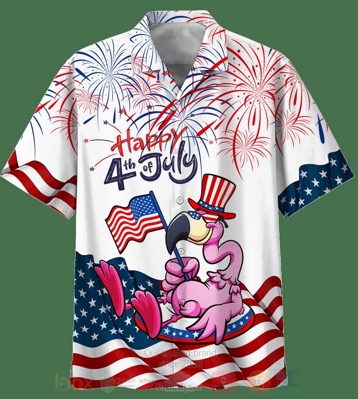 Happy 4Th Of July Flamingo Us Flag Hawaiian Shirt Happy 4Th Of July Flamingo Us Flag Hawaiian Shirt