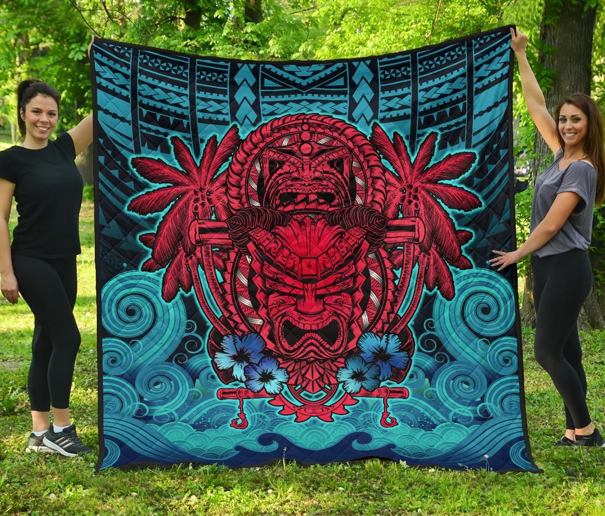 Hawaii Tiki Sun God Palm Tree Hibiscus Premium Quilts BN15 Hawaii Tiki Sun God Palm Tree Hibiscus Premium Quilts BN15